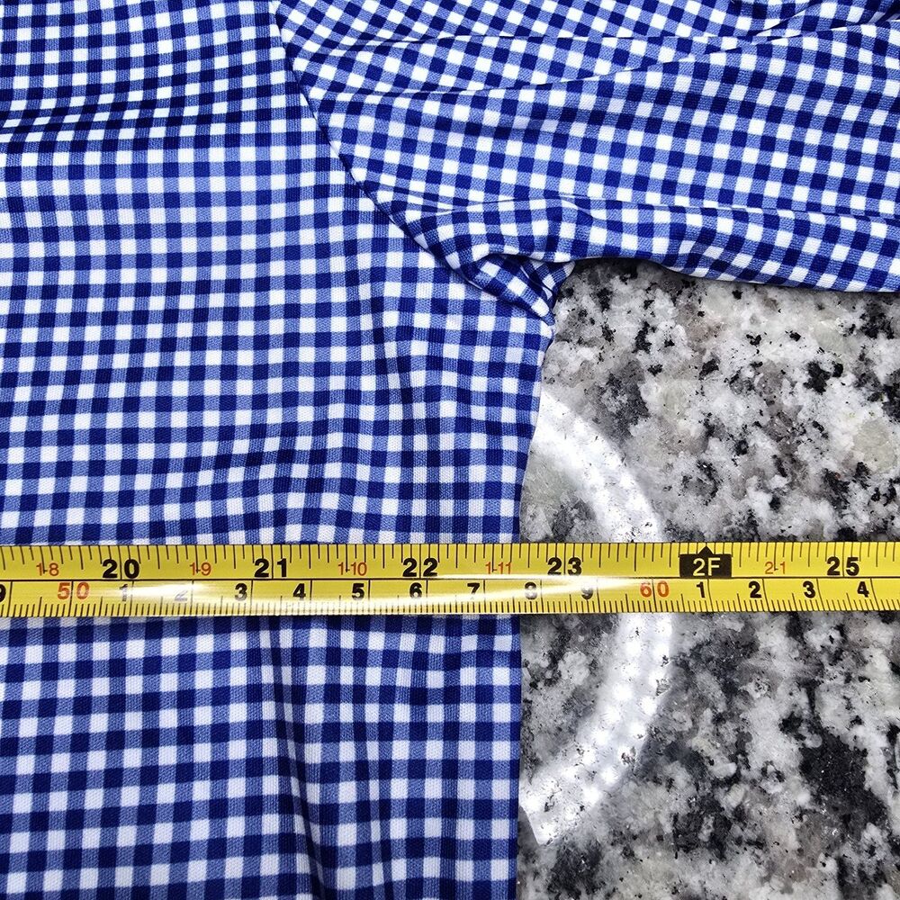 Collars & Co Blue & White Gingham Plaid Long Sleeve Dress Collar Polo L - Picture 5 of 5
